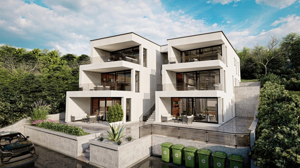 Widok na morze z balkonu na pierwszym piętrze nieruchomości A2363 w Chorwacji - Panorama Harcerska.