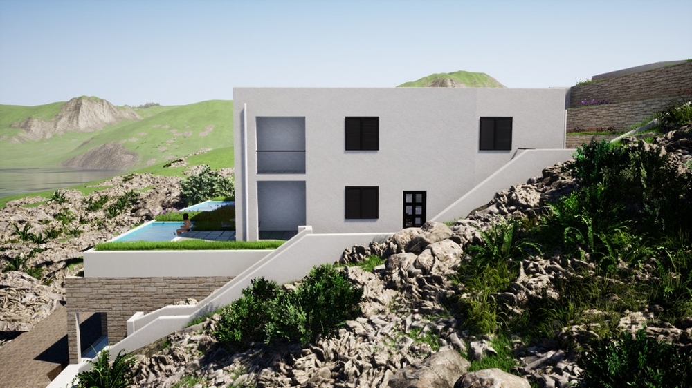 Taras z widokiem na morze i basen