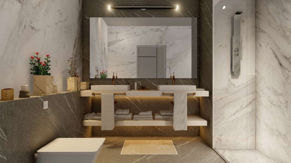 Wysokiej jakości łazienka z dużym prysznicem