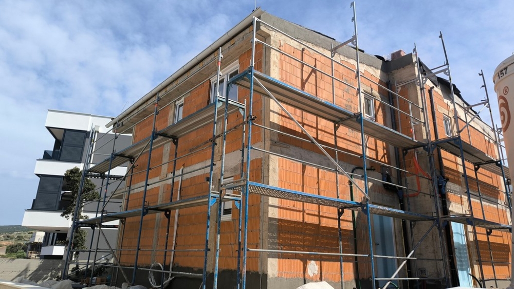 Widok stanu surowego nieruchomości A3281 w Chorwacji na wyspie Pag.