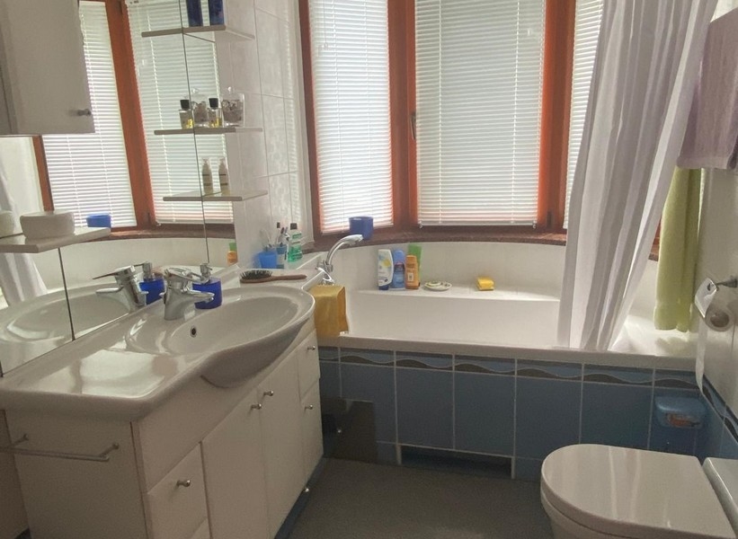 Nowoczesna łazienka z wanną i naturalnym światłem w apartamencie Chorwacja.