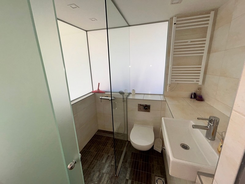 łazienka z prysznicem i umywalką,