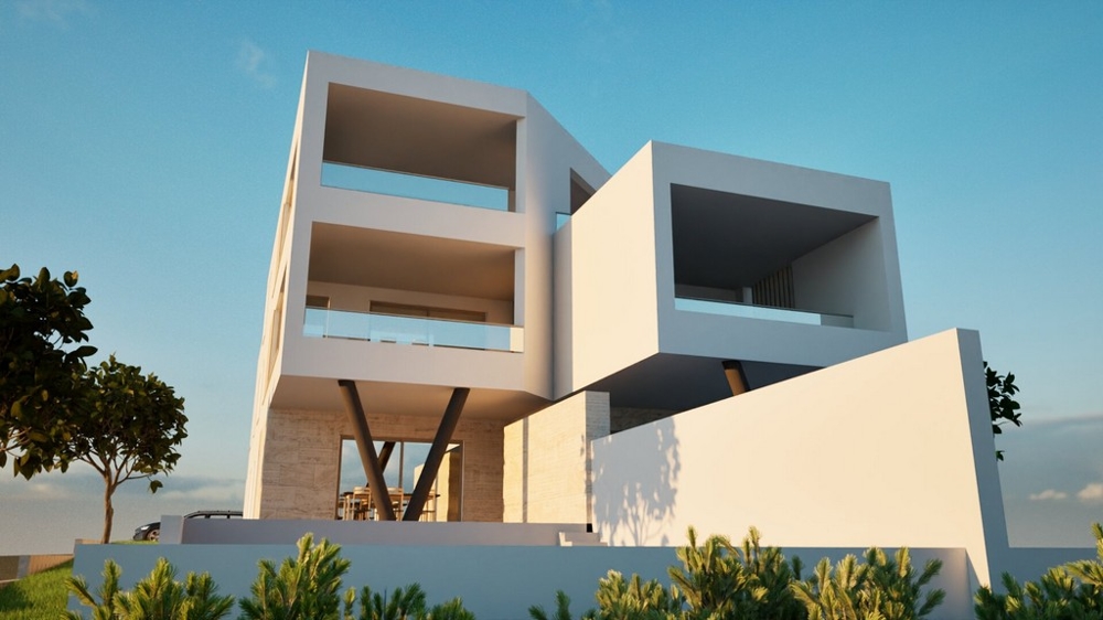 Wizualizacja gotowego nowego budynku z penthousem w Vodicach - A3577.