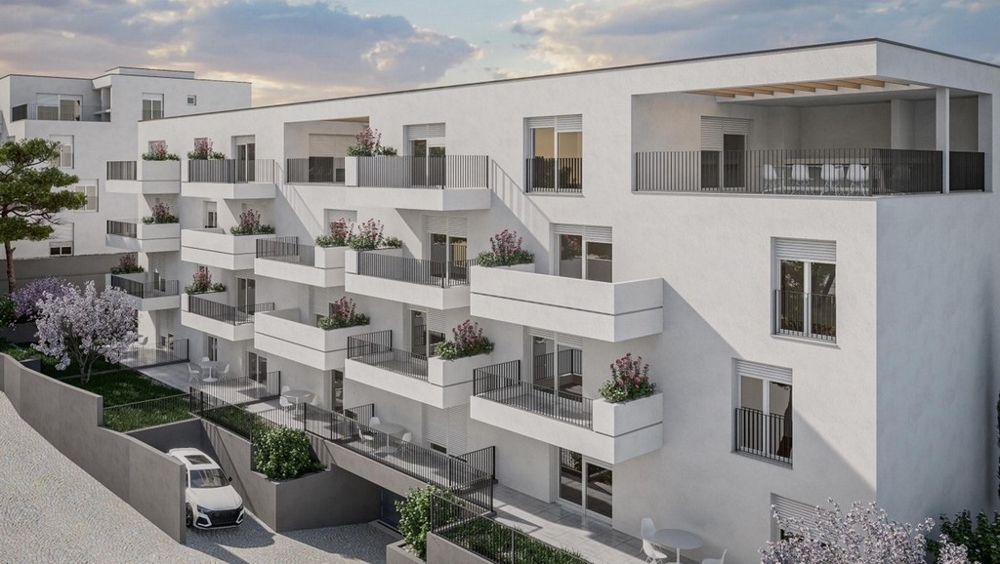 Wizualizacja budynków mieszkalnych z miejscami parkingowymi - wyspa Ciovo, Chorwacja.