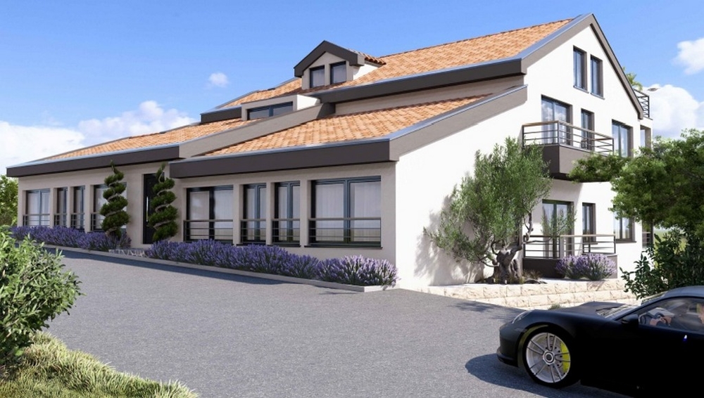 Strefa wejściowa budynku mieszkalnego, w którym znajdują się apartamenty A3641.