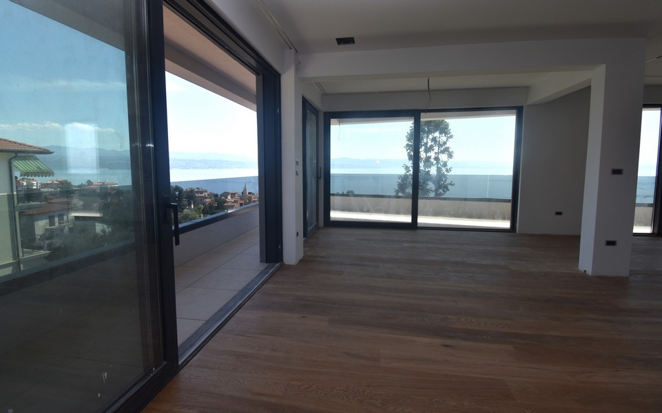 Nowoczesny salon w nowym mieszkaniu A3685 w Lovran, Zatoka Kvarner.