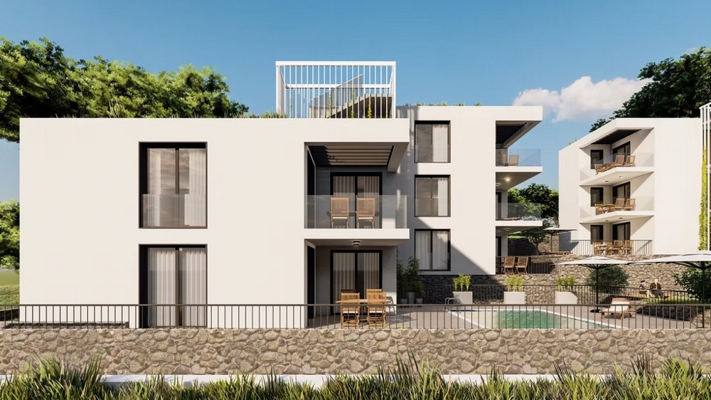 Nowo wybudowane apartamenty z tarasem i basenem w Dalmacji: Primosten