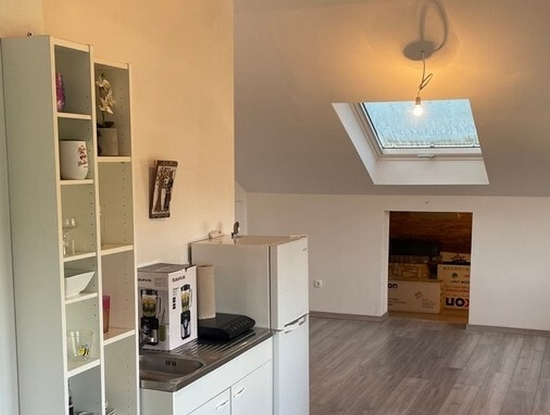 Część dzienna z aneksem kuchennym i świetlikiem