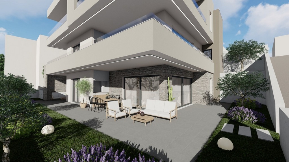 Zadaszony taras z meblami wypoczynkowymi i widokiem na okolicę