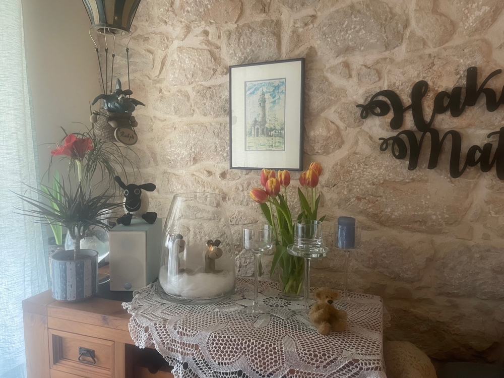 Dekoracyjny detal ze ścianą z kamienia naturalnego