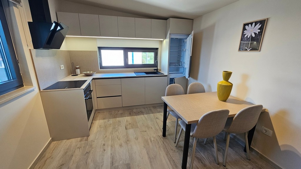 Nowoczesna kuchnia z salonem w apartamencie w Chorwacji