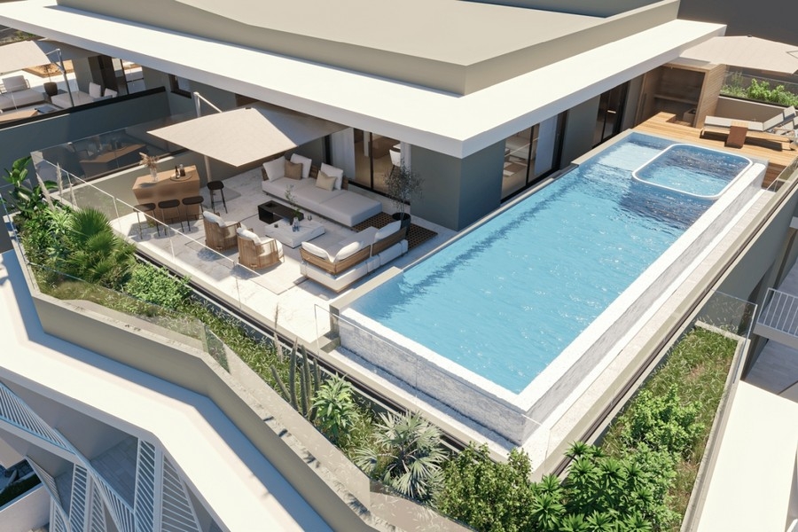 Penthouse z basenem bez krawędzi i dużym tarasem
