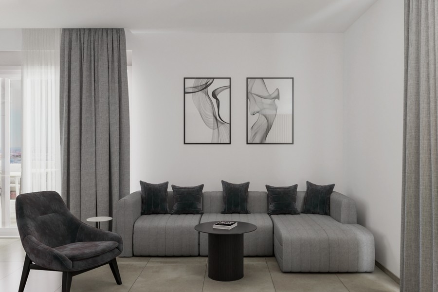 Duża narożna sofa w strefie dziennej