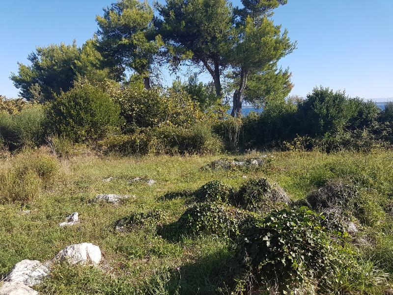 Widok na drogę dojazdową z posesją i widok na morze - Sprzedam działkę budowlaną w Chorwacji.