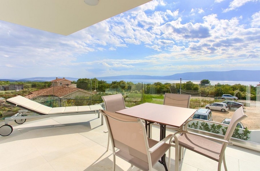 Panoramiczny widok na morze z willi H1897 w Chorwacji - Panorama harcerska na wyspie Krk.