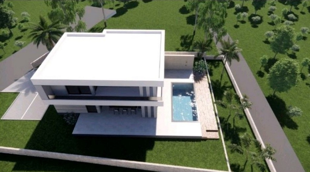 Wizualizacja 3D nowoczesnej willi z basenem w Chorwacji.