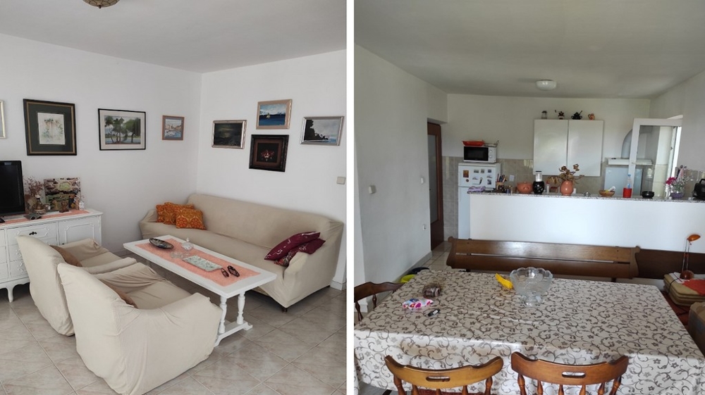 Pokój dzienny, kuchnia i jadalnia.