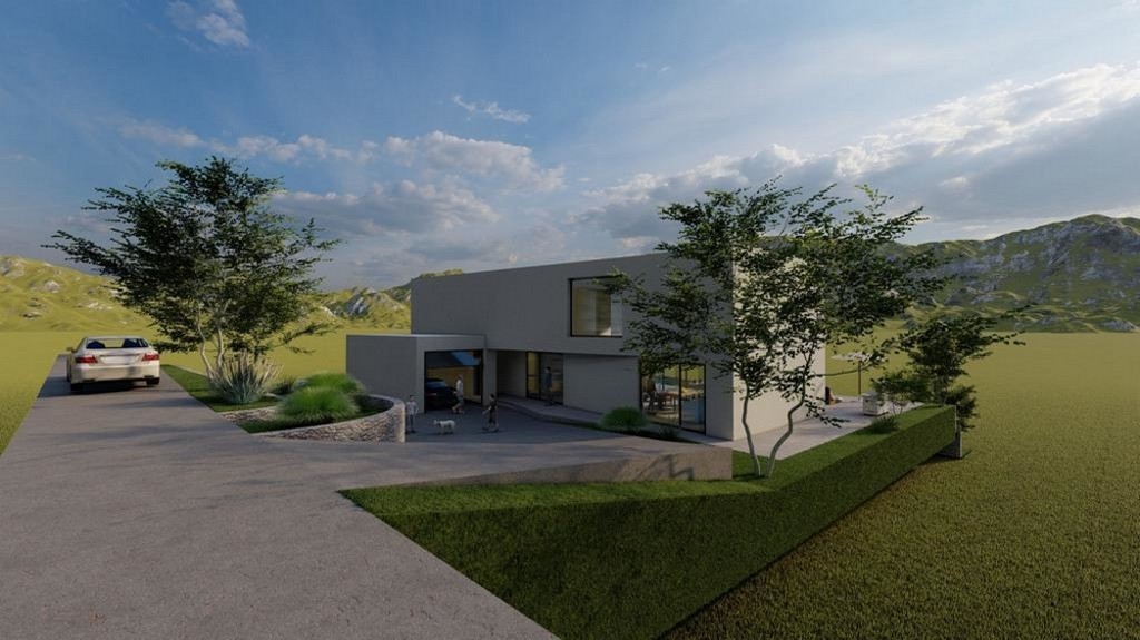 Garaż i miejsca parkingowe na tyłach Villi H2663 w Chorwacji - Panorama Scouting.