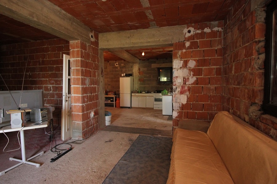 Konstrukcja szkieletowa na piętrze.