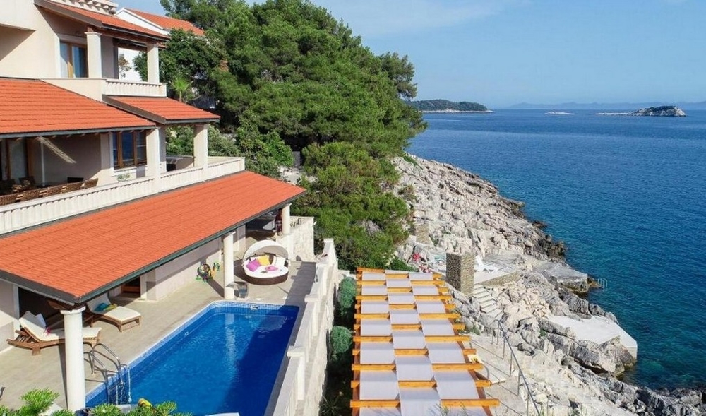 Nieruchomości w pierwszym rzędzie do morza w Chorwacji - Panorama Scouting H2689 na Korculi.