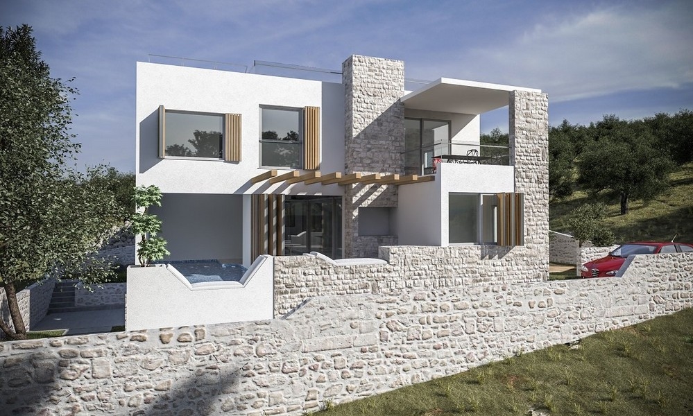 Na sprzedaż nowoczesny projekt willi z basenem i tarasem w Jezera na Murter w Chorwacji