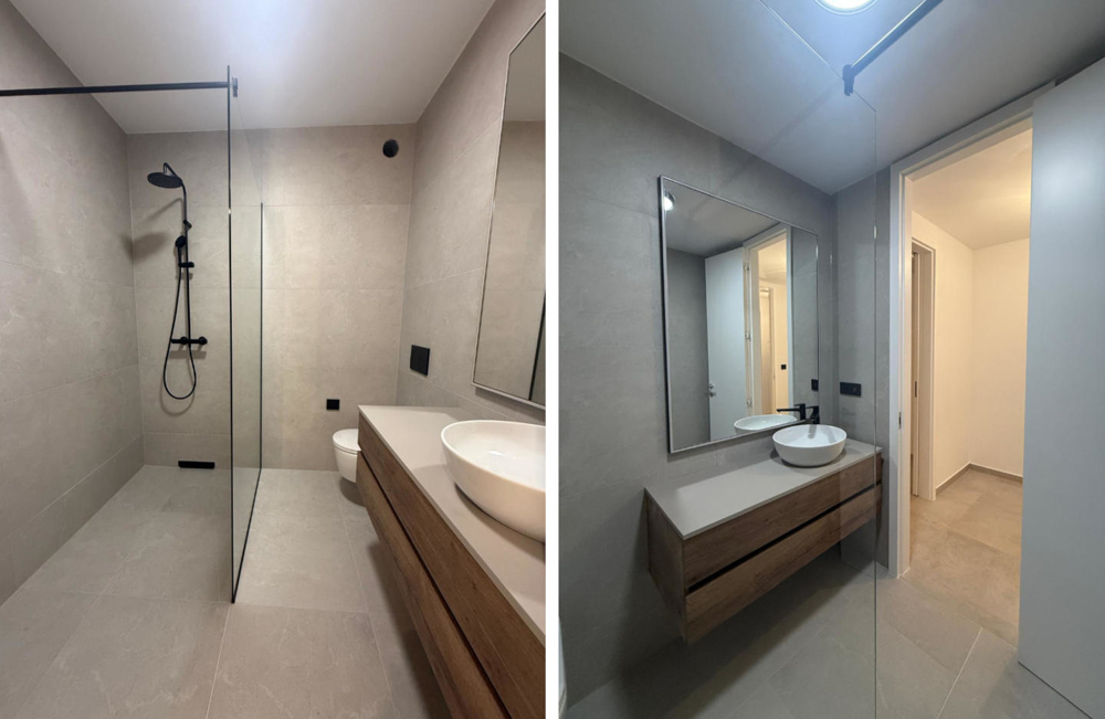 Nowoczesna łazienka w willi na Pagu w Novalji.