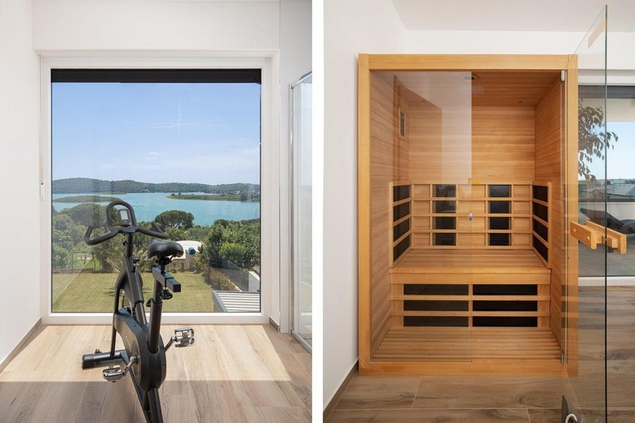 Strefa fitness i sauna w Villa H3414 w Chorwacji.