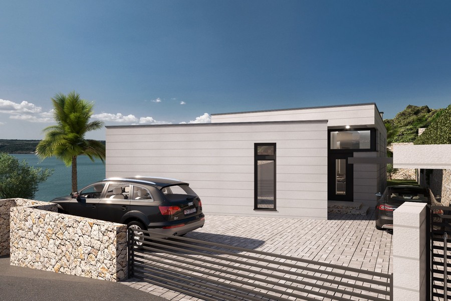 Dostęp z miejscami parkingowymi i widokiem na morze