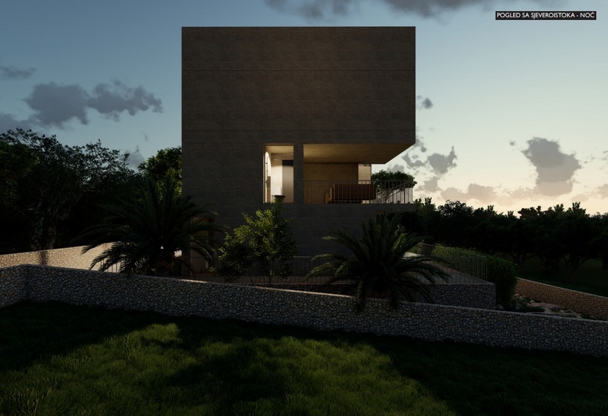 Wizualizacja widoku bocznego Willi H3615 nocą