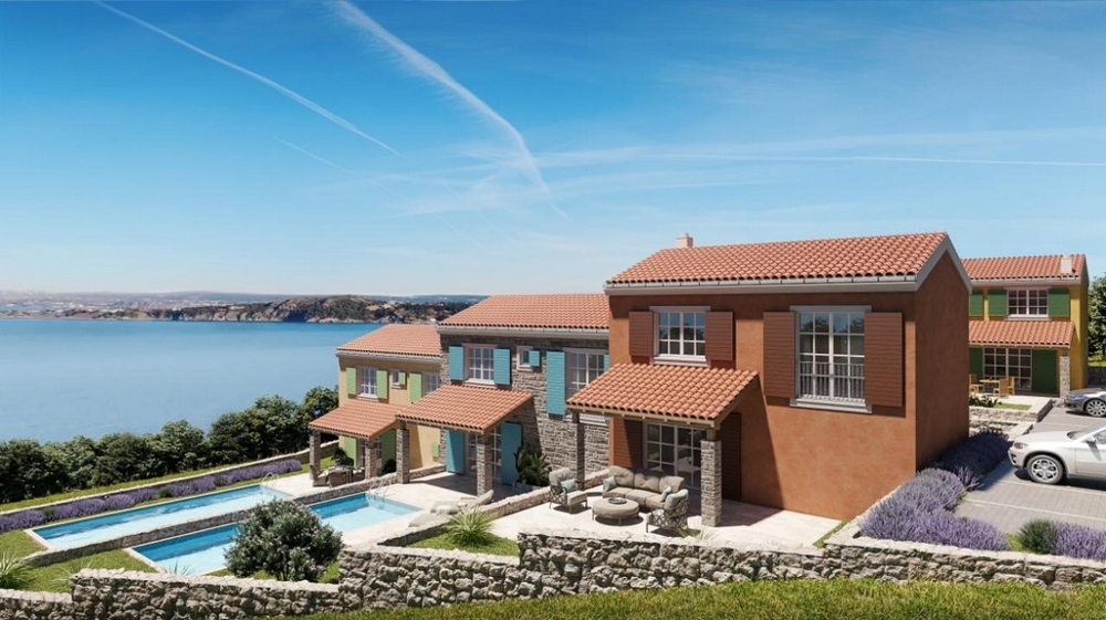 Nowo wybudowany dom z widokiem na basen i morze