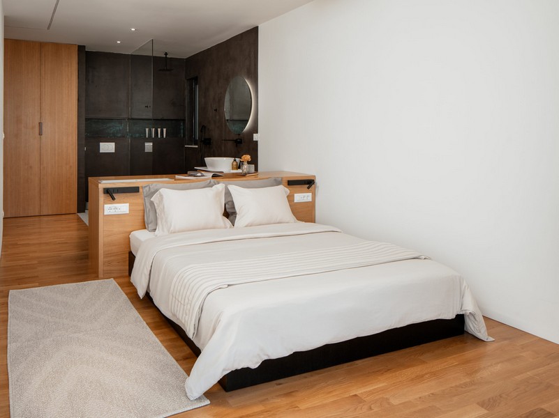 Nowoczesna sypialnia z łazienką