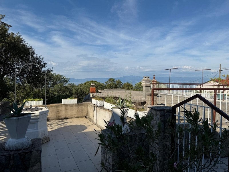 Taras z widokiem na morze i donicami