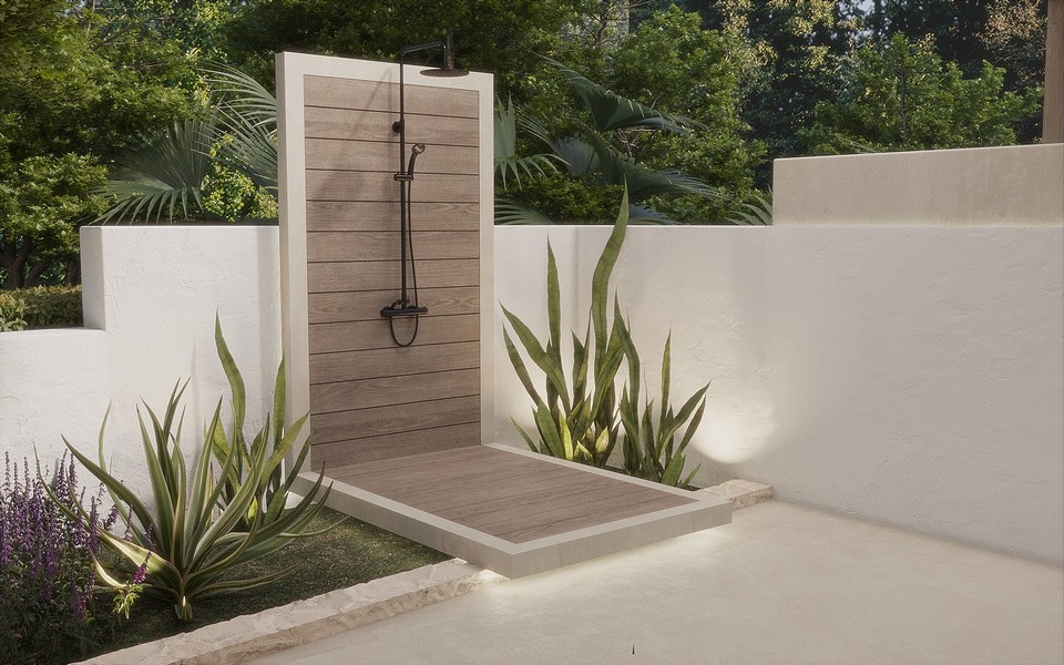 Prysznic na zewnątrz nieruchomości H3723 w Chorwacji.