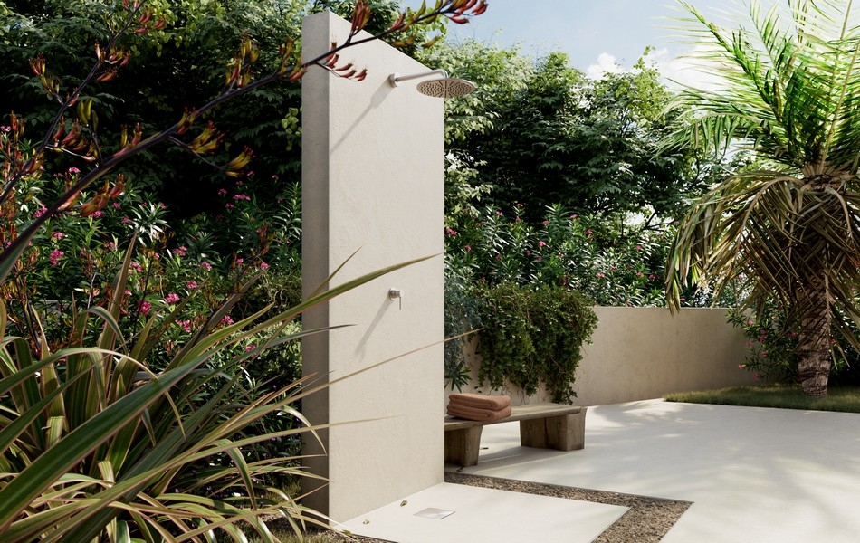 Prysznic na świeżym powietrzu w ogrodzie