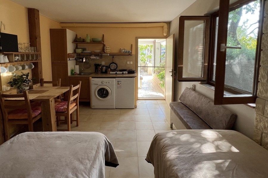 Studio z aneksem kuchennym i dostępem do przestrzeni zewnętrznej