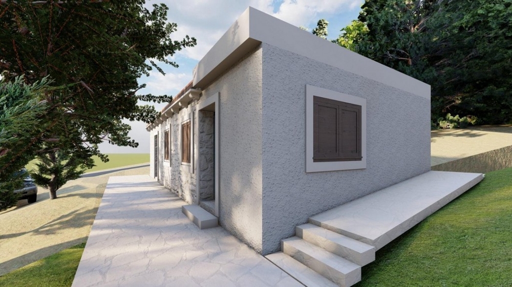 Widok na dom z ogrodem i podjazdem w otoczeniu przyrody