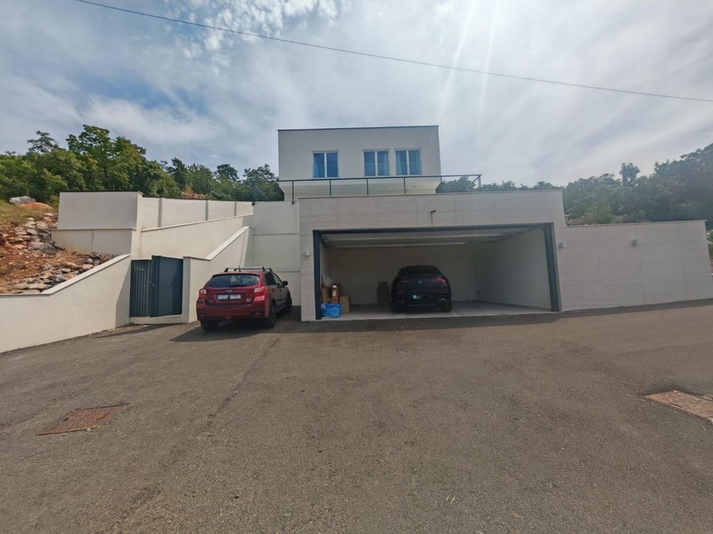 Wygląd zewnętrzny willi z dużym garażem